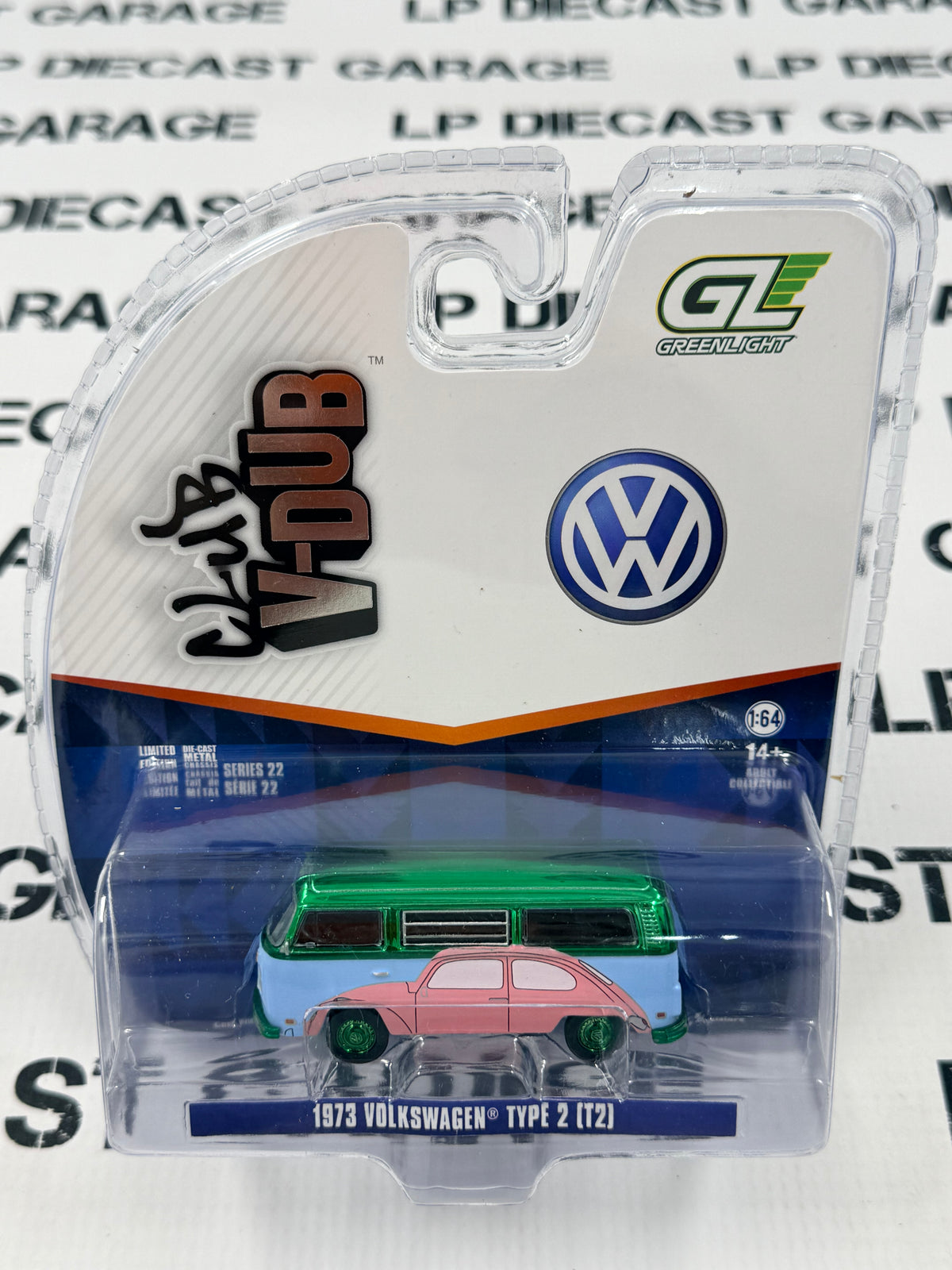 CHROME CHASE GREENLIGHT 1973 Volkswagen Type 2 T2 Van Beetle 1:64 Diecast Club V-Dub