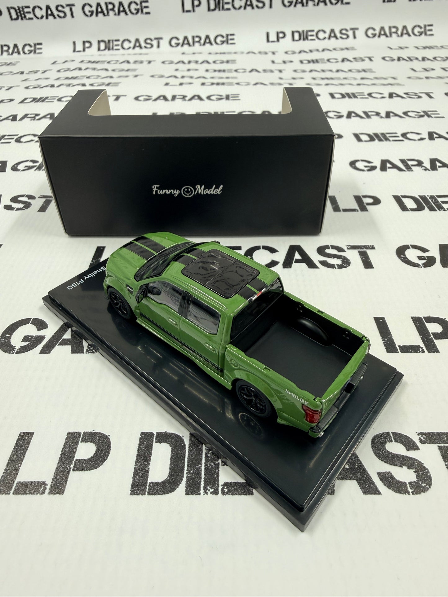 FUNNY MODELS Ford F-150 Shelby Super Snake Green w/ Black Stripe 1:64 Diecast