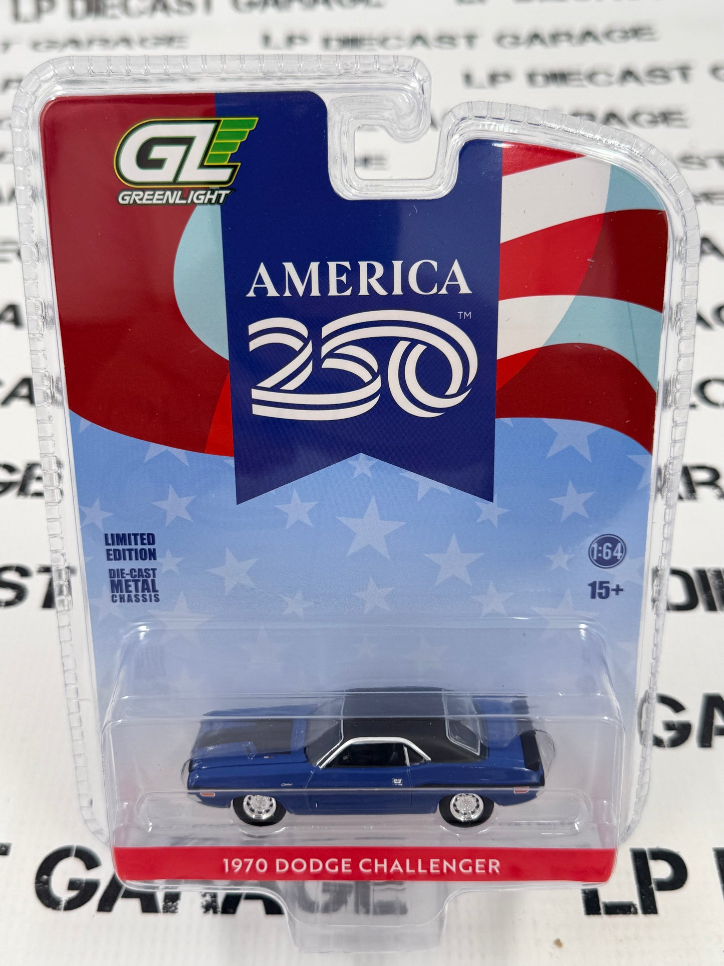 GREENLIGHT 1970 Dodge Challenger Blue 1:64 Diecast America 250 Edition