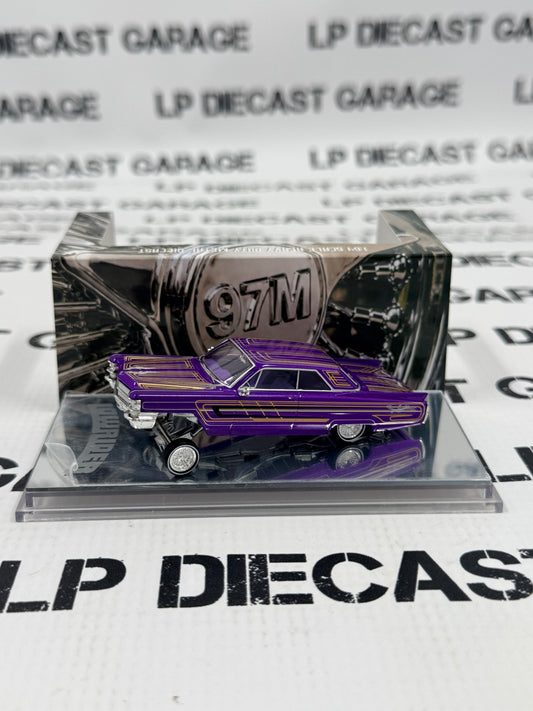 97M Custom Lowriders 1964 Cadillac Coupe Deville Purple 1:64 Diecast Adjustable Suspension
