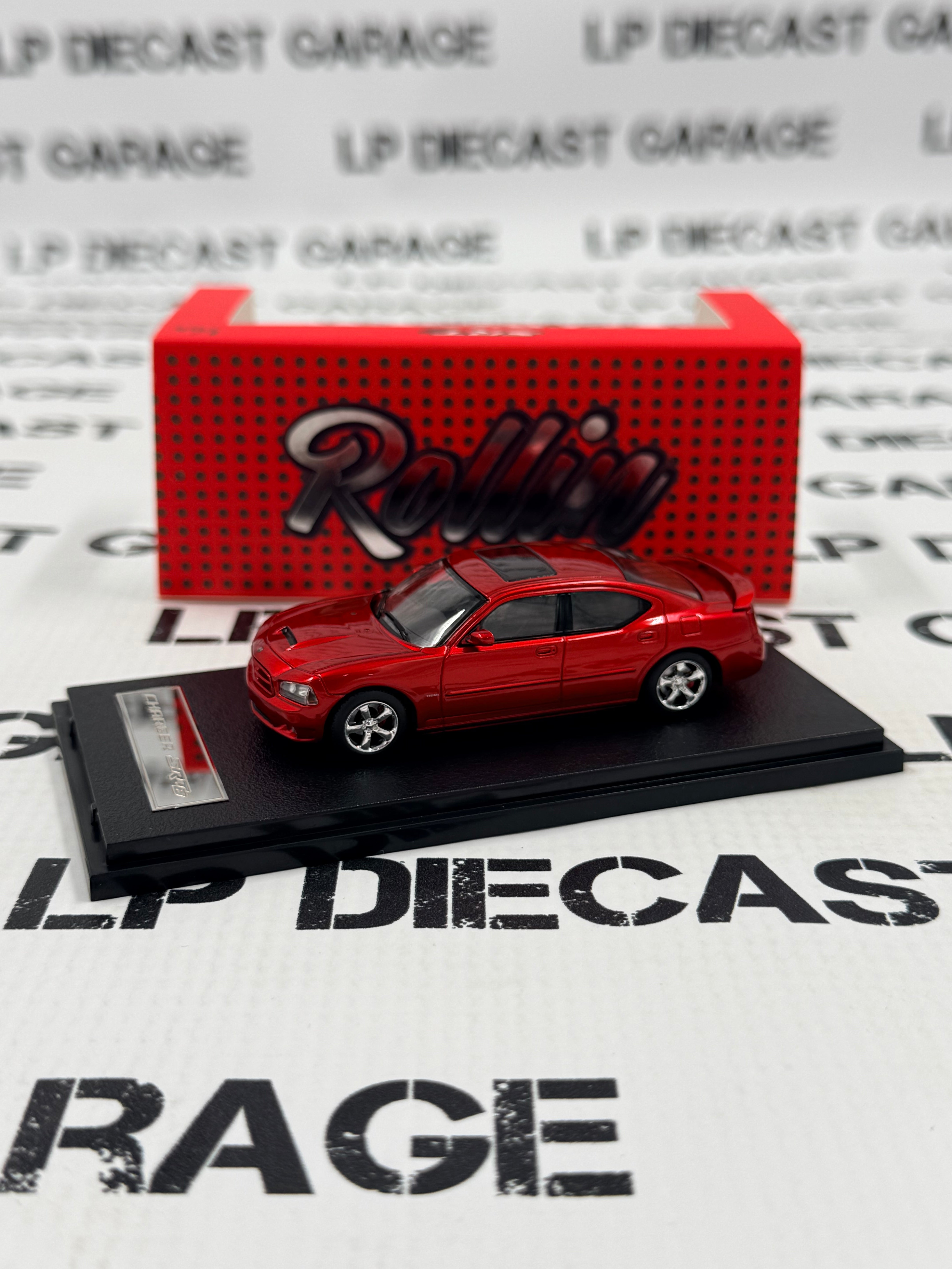 ROLLIN 2008 Dodge Charger SRT8 Red Sedan 1:64 Diecast – LP Diecast Garage