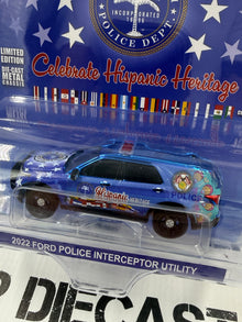 CHROME CHASE GREENLIGHT 2022 Ford Police Interceptor Utility Hispanic Heritage 1:64 Diecast Miami