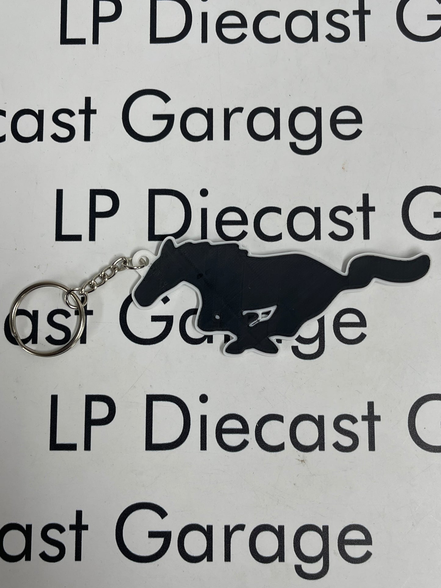 3D Printed Customs Running Horse Mustang Black Keychain NOT Diecast