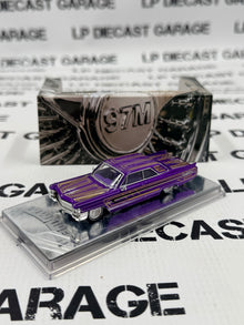 97M Custom Lowriders 1964 Cadillac Coupe Deville Purple 1:64 Diecast Adjustable Suspension