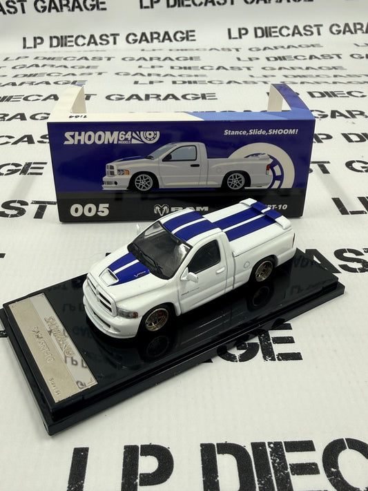 GCD Shoom64 Dodge Ram SRT10 White w/ Blue Stripes 1:64 Diecast