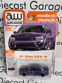 AUTO WORLD 2023 Dodge Charger R/T Scat Pack Plum Crazy 1:64 Diecast Modern Muscle
