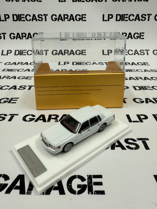 MK Miniatures 1992 Lincoln Town Car Luxury White 1:64 Diecast