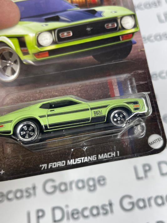 HOT WHEELS '71 Ford Mustang Mach 1 Green 1:64 Diecast 60 Years