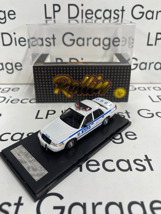 ROLLIN Ford Crown Victoria NYPD New York Police Interceptor White 1:64 Diecast