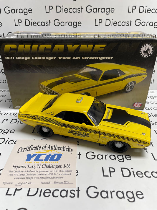 ACME YCID 1971 Dodge Challenger Express Taxi Only 36 Made 1:18 Diecast