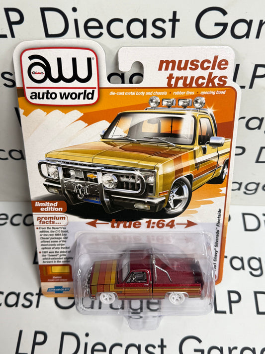 ULTRA RED CHASE AUTO WORLD 1981 Chevrolet Silverado Desert Fox 1:64 Diecast Hobby Exclusive