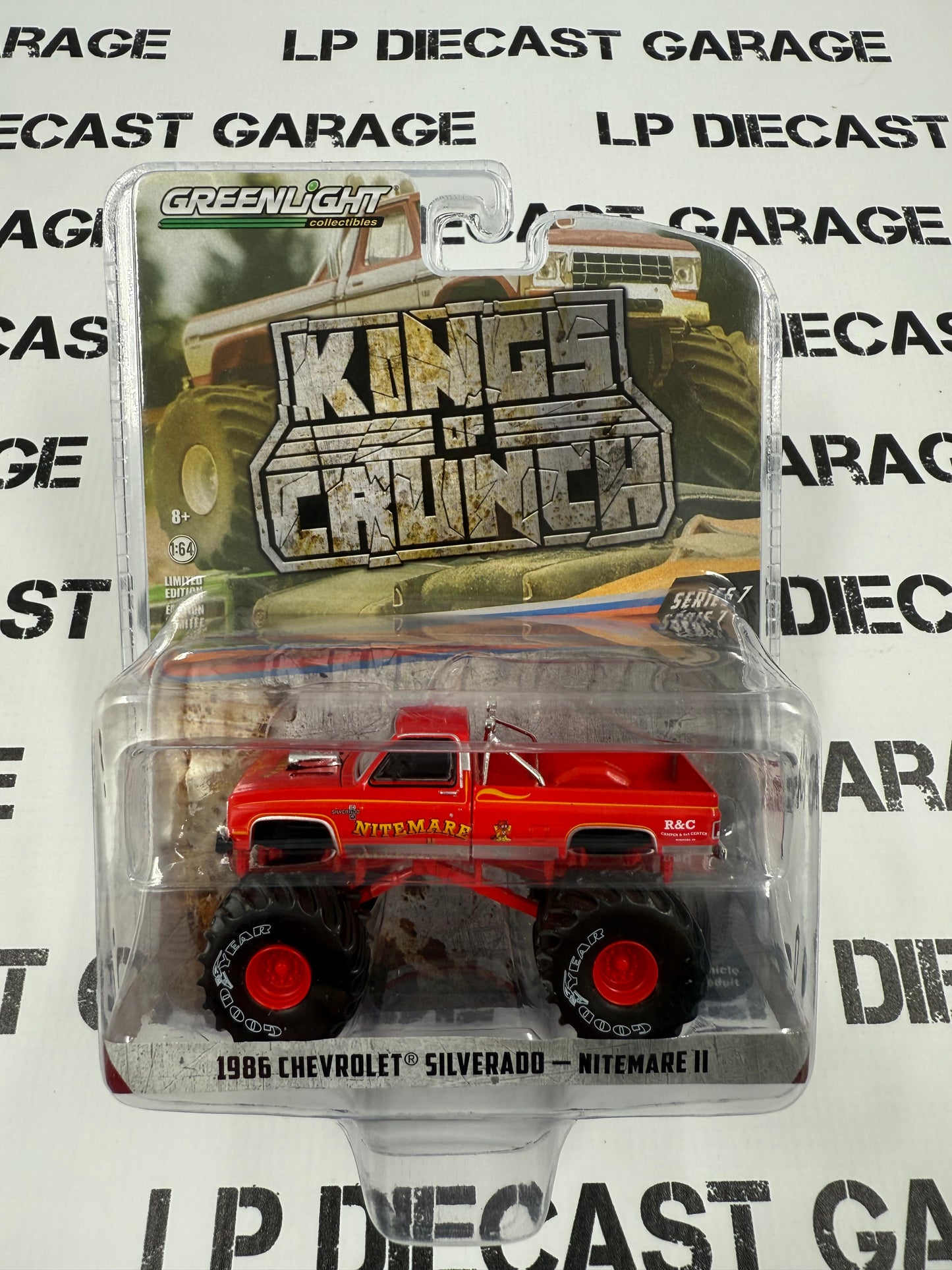 GREENLIGHT 1986 Chevrolet Silverado Nitemare II 1:64 Diecast King of Crunch
