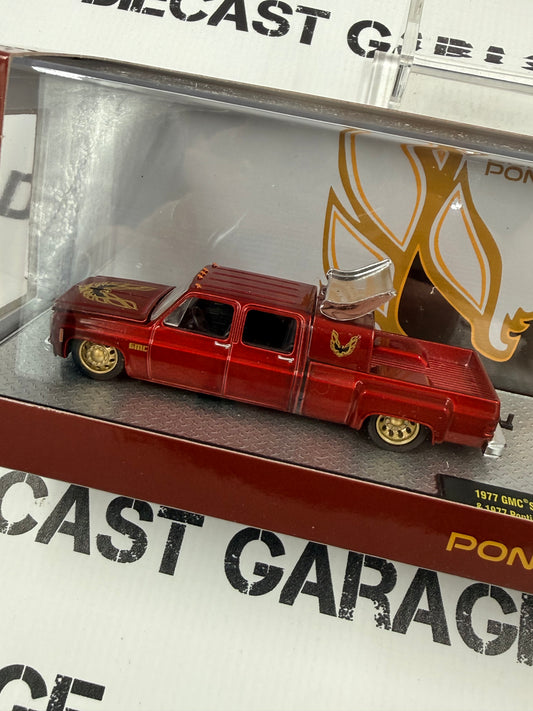 M2 Haulers 1977 GMC Sierra 3500 & Pontiac Firebird Red 1:64 Diecast