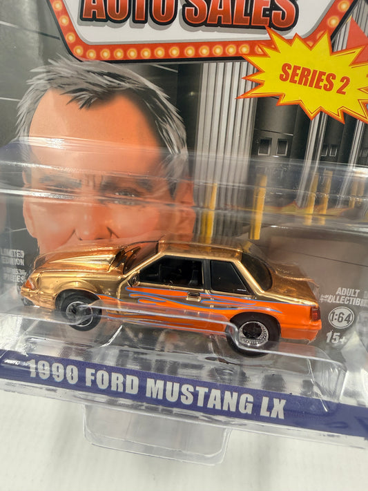 CHASE GREENLIGHT 1990 Ford Mustang LX Orange w/ Flames LP Exclusive 1:64 Diecast Ricks Auto Sales