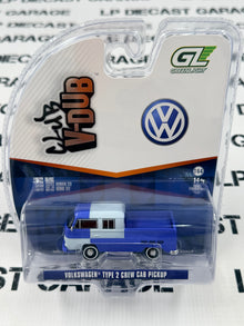 GREENLIGHT Volkswagen Type 2 Crew Cab Pickup Blue 1:64 Diecast Club V-Dub