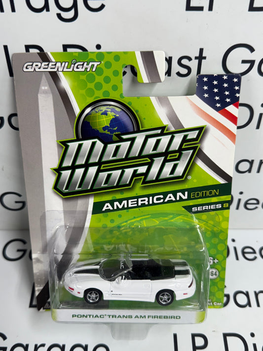 GREENLIGHT 1999 Pontiac Trans Am Firebird Convertible Motor World White 1:64 Diecast