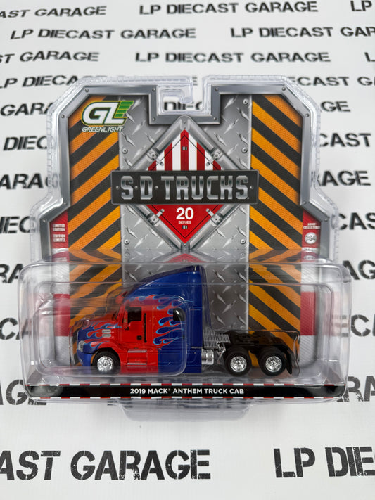 GREENLIGHT 2019 Mack Anthem Truck Blue w/ Flames 1:64 Diecast SD Trucks