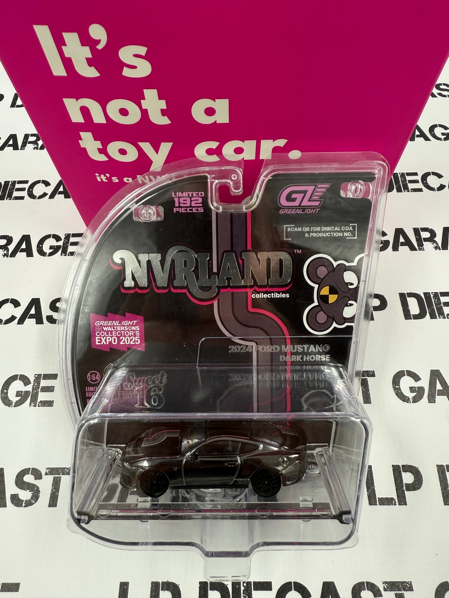 GREENLIGHT 2024 Ford Mustang Dark Horse Black 1:64 Diecast 2025 Expo NVRLand Exclusive