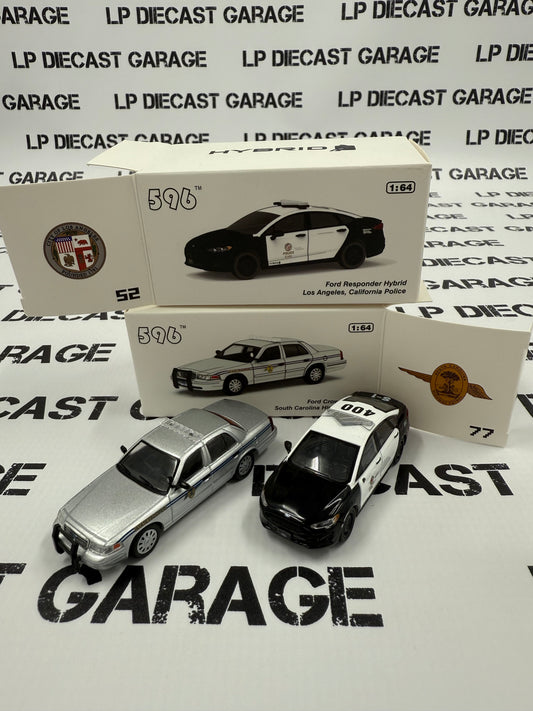 596 Model Ford Crown Victoria South Carolina & Ford Fusion LA Police 1:64 Diecast AUCTION
