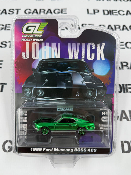 CHASE GREENLIGHT 1969 Ford Mustang Boss 429 John Wick 1:64 Diecast Hollywood