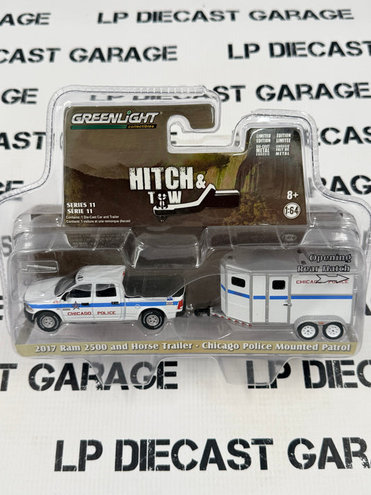 GREENLIGHT 2017 Ram 2500 w/ Trailer Chicago Police 1:64 Diecast Hitch & Tow