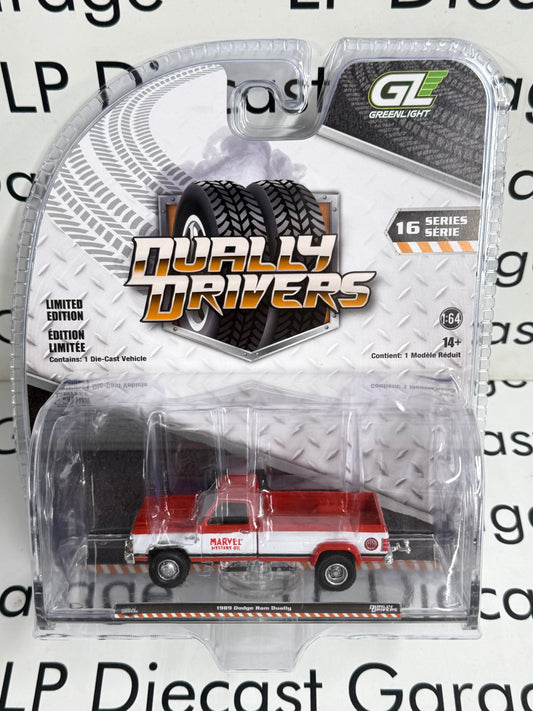 GREENLIGHT 1989 Dodge Ram Marvel Mystery Oil Red/White 1:64 Diecast Dually Drivers