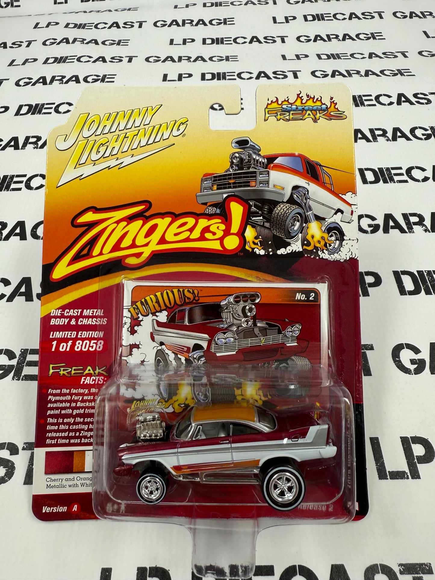 JOHNNY LIGHTNING 1958 Plymouth Fury Red 1:64 Diecast Zingers