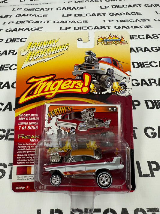 JOHNNY LIGHTNING 1958 Plymouth Fury Red 1:64 Diecast Zingers