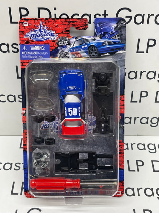MAISTO Model Kit 1988 Ford Mustang LX Magical Weekend of Cars Red White Blue Coupe Allen Racing 1:64 Diecast