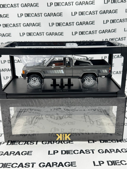 KK Scale 1985 Toyota Hilux Truck Gray & Silver Pickup 1:18 Diecast