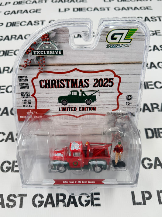 GREENLIGHT 1956 Ford F-100 Tow Truck w/ Figure 1:64 Diecast Christmas 2025