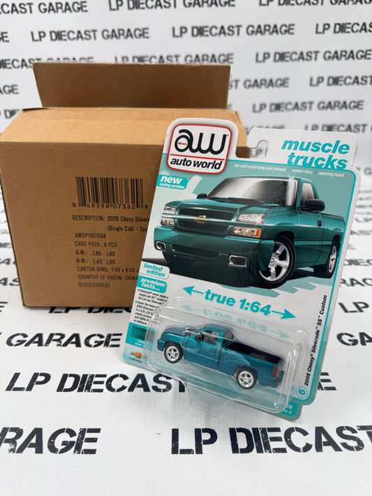 AUTO WORLD 2005 Chevy Silverado SS Teal 1:64 Diecast CASE OF 6PCS
