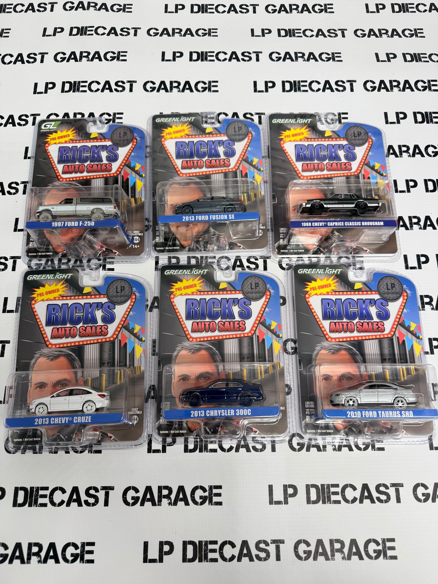 CHASE GREENLIGHT Complete Set of 6 LP Exclusives 1:64 Diecast Ricks Auto Sales