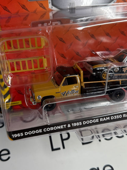 GREENLIGHT 1985 Dodge Ram Ramp Truck & 1965 Dodge Coronet 1:64 Diecast HD Trucks