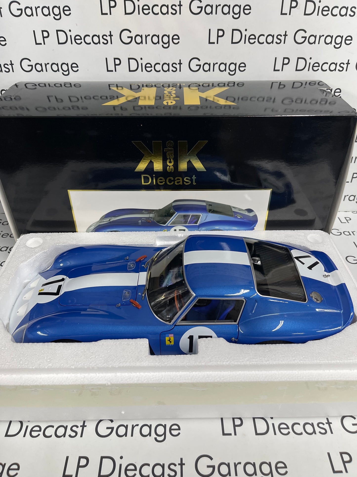 KK Scale 1962 Ferrari 250 GTO Blue w/ White Stripe #17 1:12 Diecast