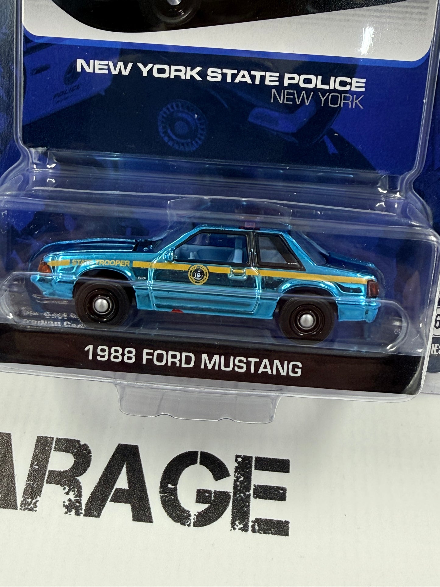 CHROME CHASE GREENLIGHT 1988 Ford Mustang New York State Police 1:64 Diecast