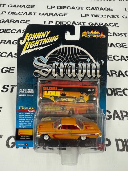 JOHNNY LIGHTNING 1961 Chevy Impala SS 409 Yellow Lowrider 1:64 Diecast Scrapin