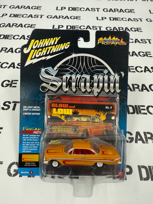 JOHNNY LIGHTNING 1961 Chevy Impala SS 409 Yellow Lowrider 1:64 Diecast Scrapin