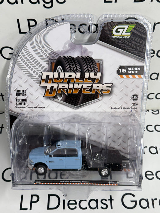 GREENLIGHT 2018 Ram 3500 Flatbed Light Blue 1:64 Diecast Dually Drivers
