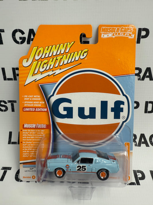 JOHNNY LIGHTNING 1967 Ford Mustang GT-500 Gulf Light Blue 1:64 Diecast Muscle Cars USA