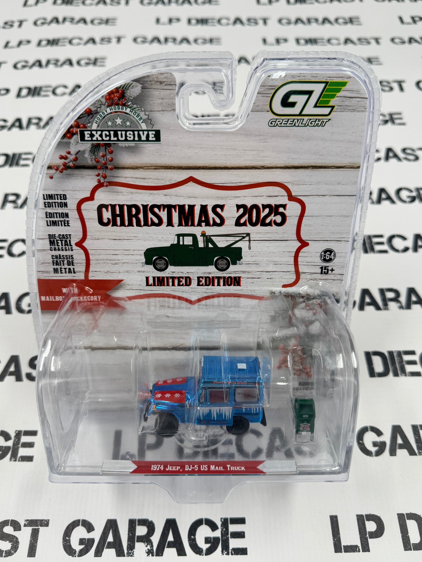 CHROME CHASE GREENLIGHT 1974 Jeep DJ-5 Mail Truck w/ Mailbox 1:64 Diecast Christmas 2025