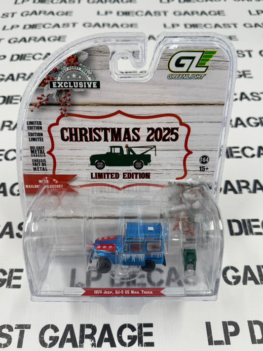 CHROME CHASE GREENLIGHT 1974 Jeep DJ-5 Mail Truck w/ Mailbox 1:64 Diecast Christmas 2025