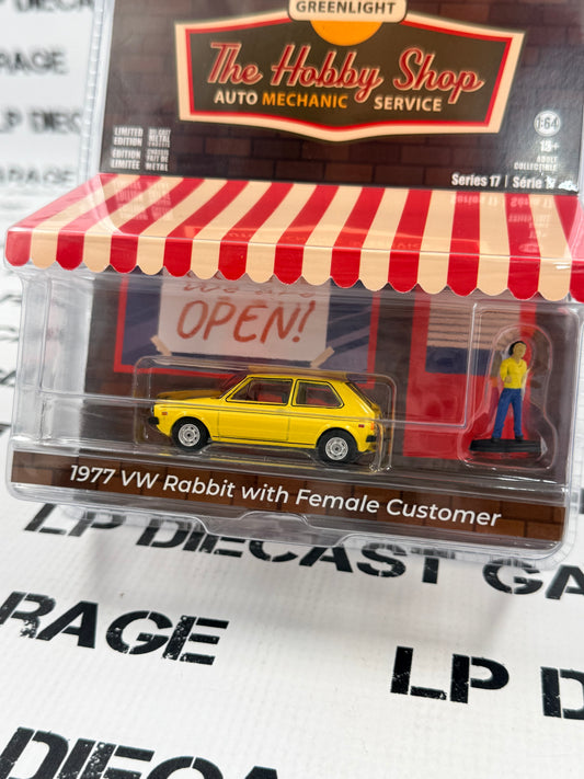 GREENLIGHT 1977 Volkswagen Rabbit Yellow 1:64 Diecast Hobby Shop