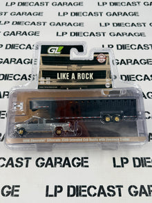 RAW CHASE GREENLIGHT 1998 Chevrolet Silverado 3500 Black w/ Livestock Trailer 1:64 Diecast OBT Exclusive