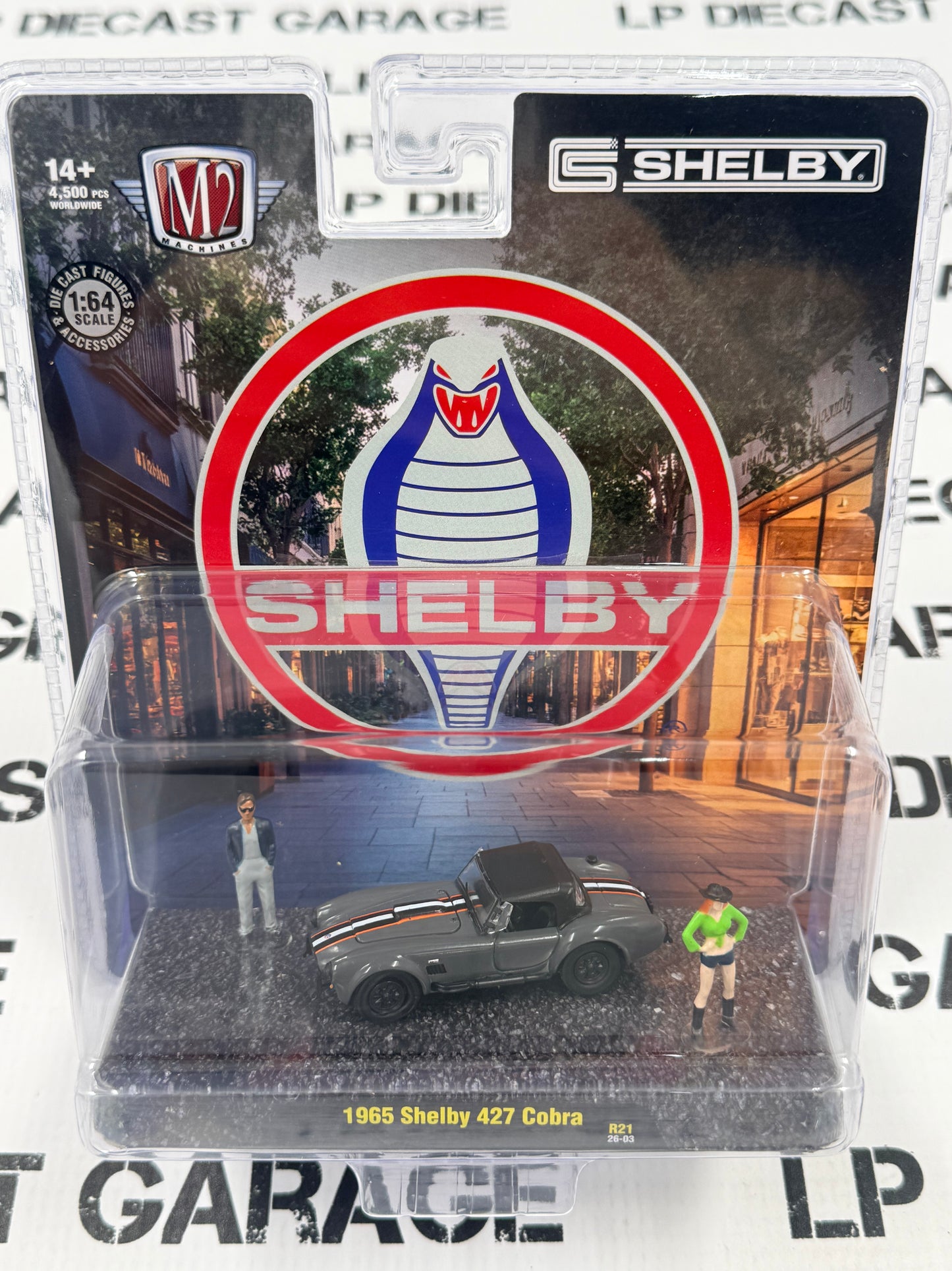 M2 1965 Shelby 427 Cobra Gray Roadster 1:64 Diecast Diorama