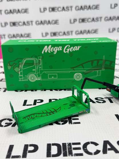 MEGA GEAR Custom Rexy Tow Truck Green Flatbed 1:64 Diecast Model