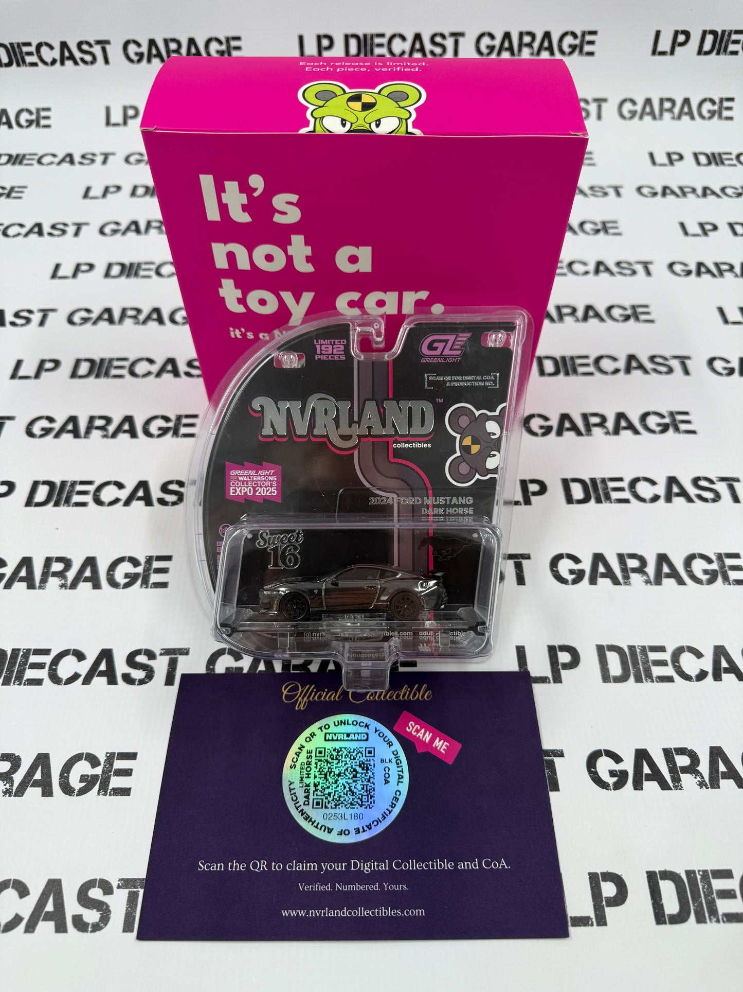 GREENLIGHT 2024 Ford Mustang Dark Horse Black 1:64 Diecast 2025 Expo NVRLand Exclusive