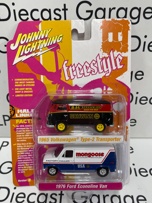 JOHNNY LIGHTNING 1965 VW Schwinn Van & 1976 Ford Econoline Mongoose BMX 1:64 Diecast Freestyle