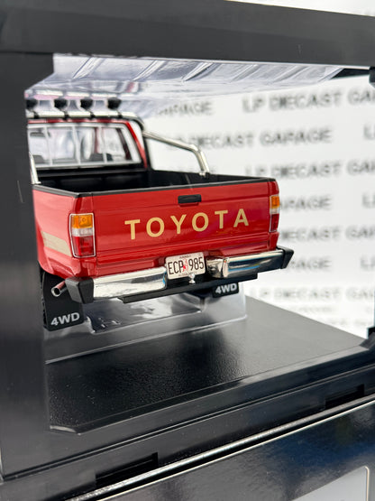 KK Scale 1985 Toyota Hilux Truck Red & Gold Pickup 1:18 Diecast