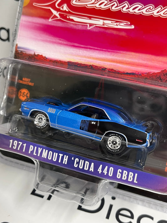 GREENLIGHT 1971 Plymouth Cuda 440 Blue 1:64 Diecast